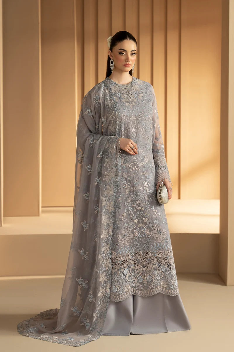 Lavish Premium - Purkashish - Embroidered Chiffon - Silver Sage