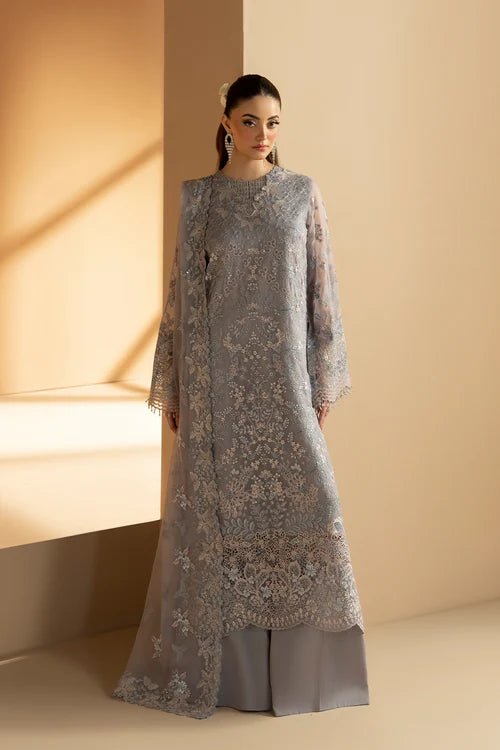 Lavish Premium - Purkashish - Embroidered Chiffon - Silver Sage