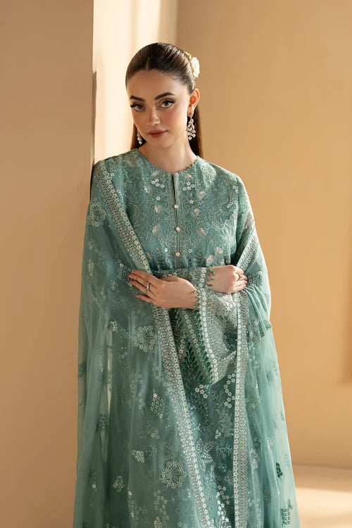 Lavish Premium - Purkashish - Embroidered Chiffon - Aqua Mist