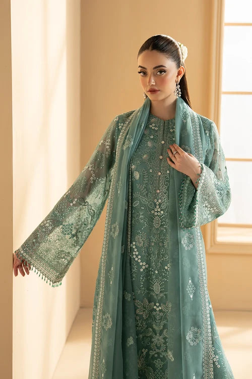 Lavish Premium - Purkashish - Embroidered Chiffon - Aqua Mist