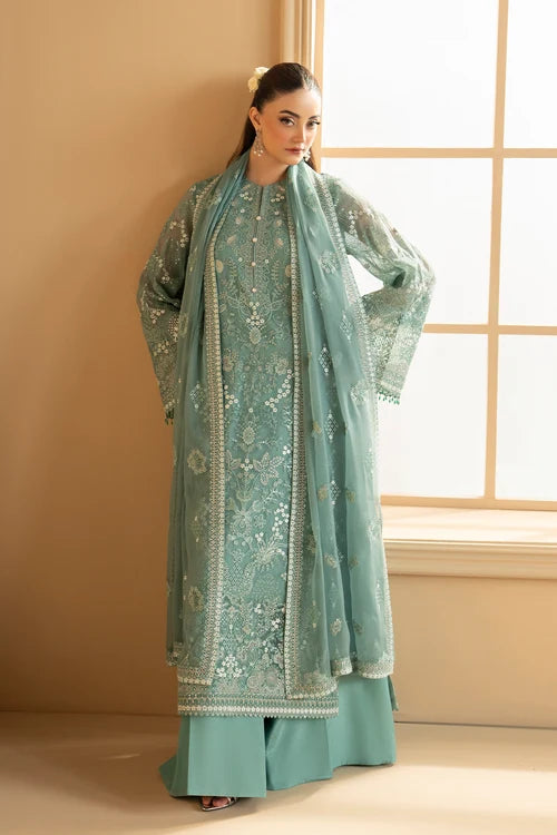 Lavish Premium - Purkashish - Embroidered Chiffon - Aqua Mist