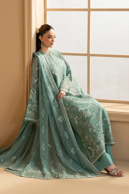 Lavish Premium - Purkashish - Embroidered Chiffon - Aqua Mist