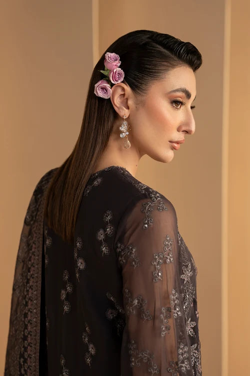 Lavish Premium - Purkashish - Embroidered Chiffon - Coco Noir