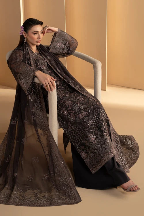 Lavish Premium - Purkashish - Embroidered Chiffon - Coco Noir