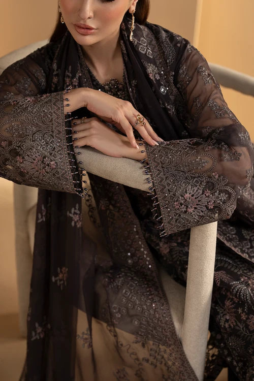 Lavish Premium - Purkashish - Embroidered Chiffon - Coco Noir