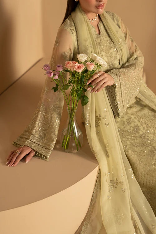 Lavish Premium - Purkashish - Embroidered Chiffon - Pistachio Glow