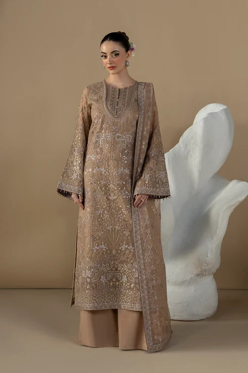 Lavish Premium - Purkashish - Embroidered Chiffon - Mauve Taupe