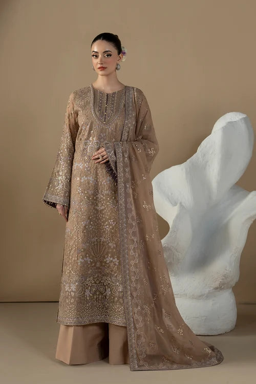 Lavish Premium - Purkashish - Embroidered Chiffon - Mauve Taupe