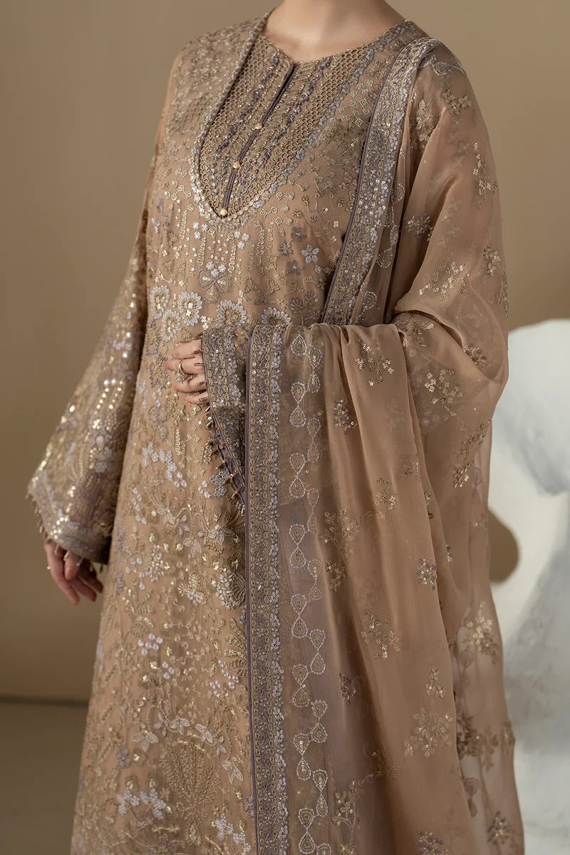 Lavish Premium - Purkashish - Embroidered Chiffon - Mauve Taupe