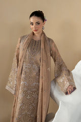 Lavish Premium - Purkashish - Embroidered Chiffon - Mauve Taupe