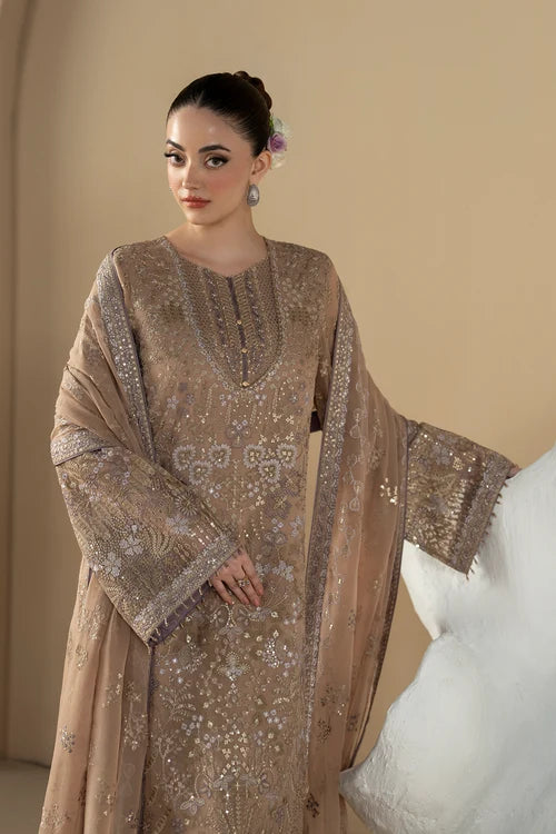 Lavish Premium - Purkashish - Embroidered Chiffon - Mauve Taupe