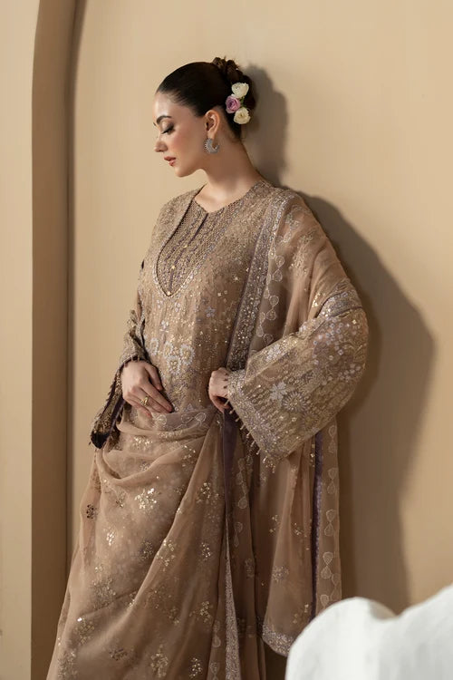 Lavish Premium - Purkashish - Embroidered Chiffon - Mauve Taupe