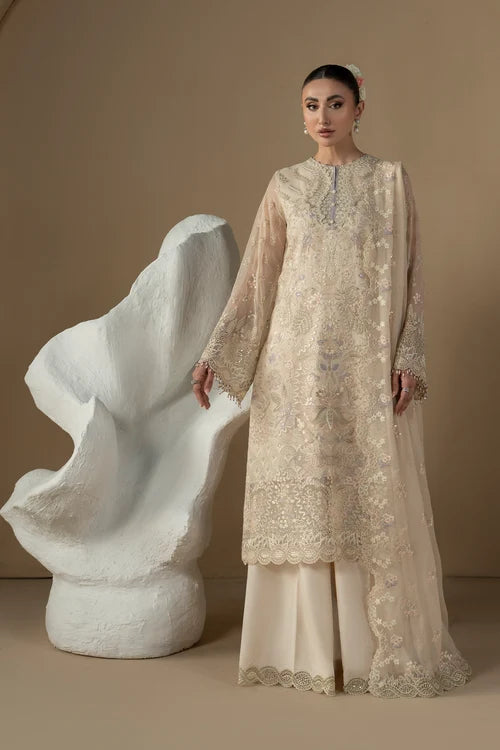 Lavish Premium - Purkashish - Embroidered Chiffon - Pearl Ivory