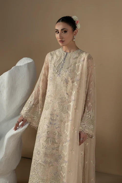 Lavish Premium - Purkashish - Embroidered Chiffon - Pearl Ivory