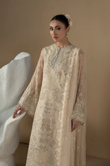Lavish Premium - Purkashish - Embroidered Chiffon - Pearl Ivory