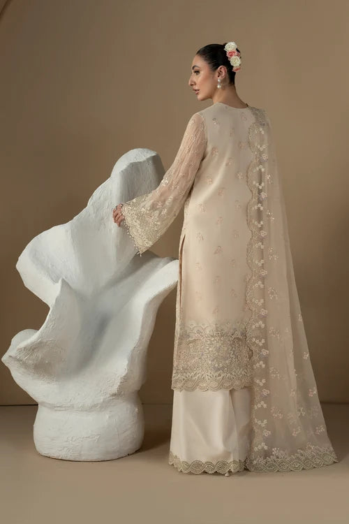 Lavish Premium - Purkashish - Embroidered Chiffon - Pearl Ivory