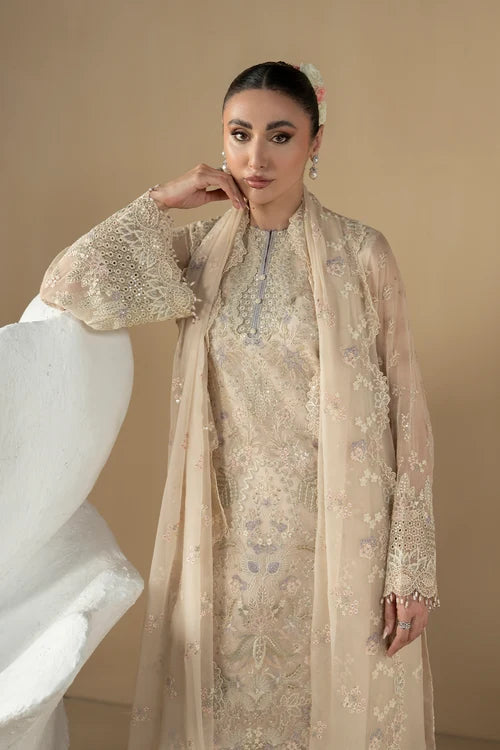 Lavish Premium - Purkashish - Embroidered Chiffon - Pearl Ivory