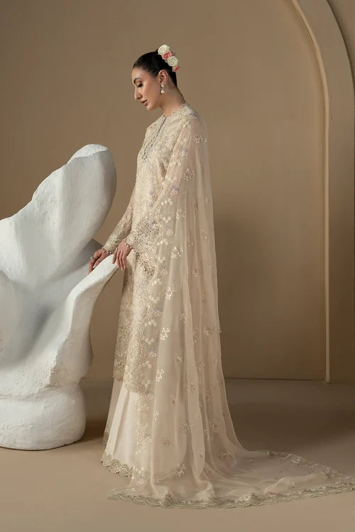 Lavish Premium - Purkashish - Embroidered Chiffon - Pearl Ivory