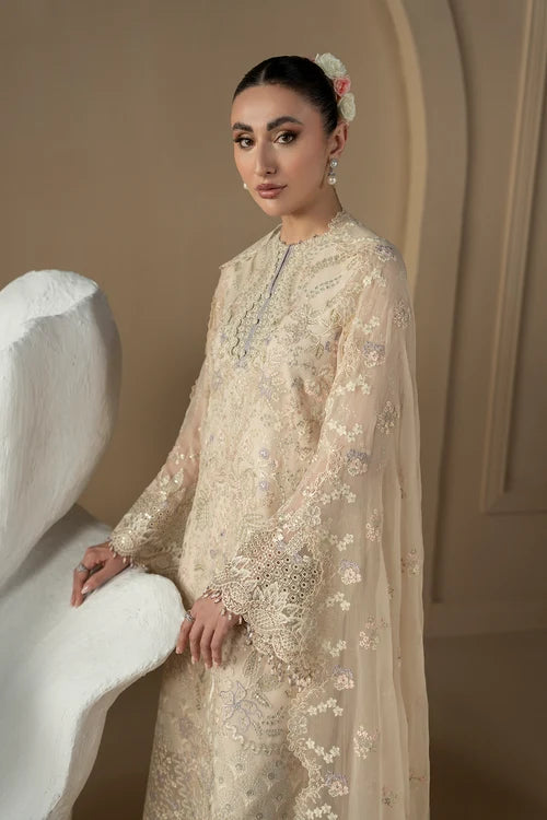 Lavish Premium - Purkashish - Embroidered Chiffon - Pearl Ivory