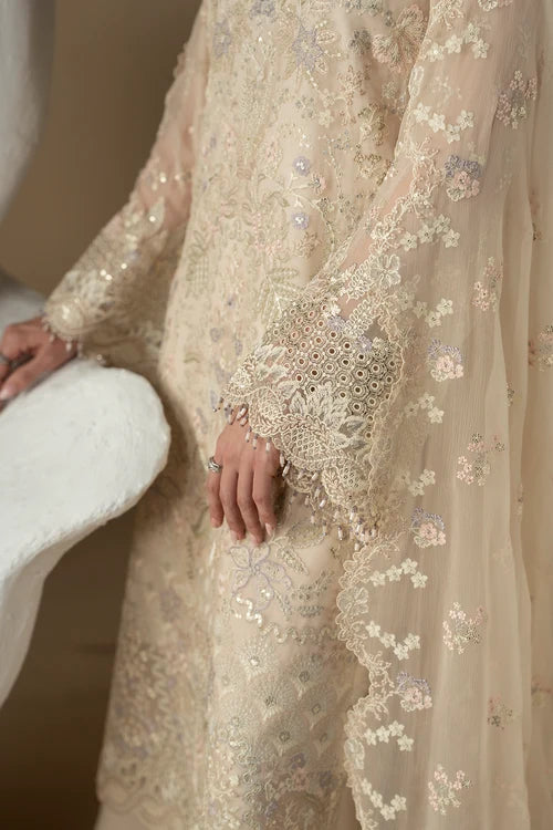 Lavish Premium - Purkashish - Embroidered Chiffon - Pearl Ivory