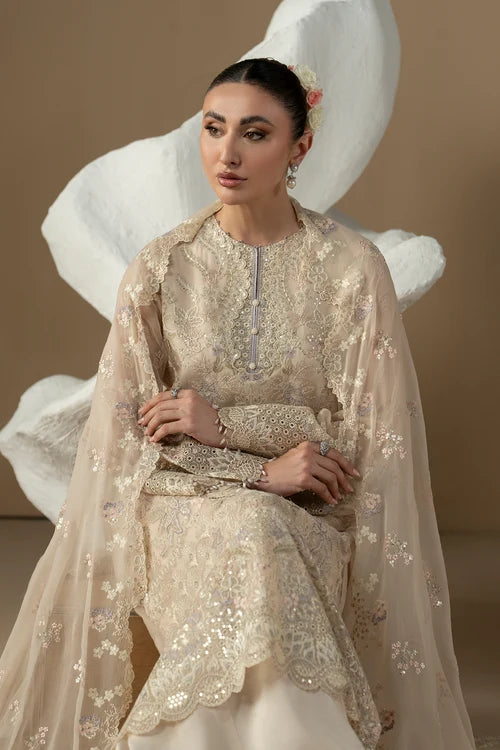 Lavish Premium - Purkashish - Embroidered Chiffon - Pearl Ivory