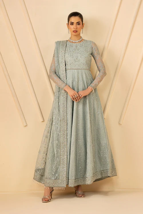 Zarif - Riwayat - Embroidered Net - Mintara