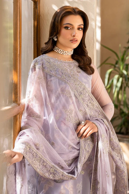 Zarif - Iris - Embroidered Net - Lotus