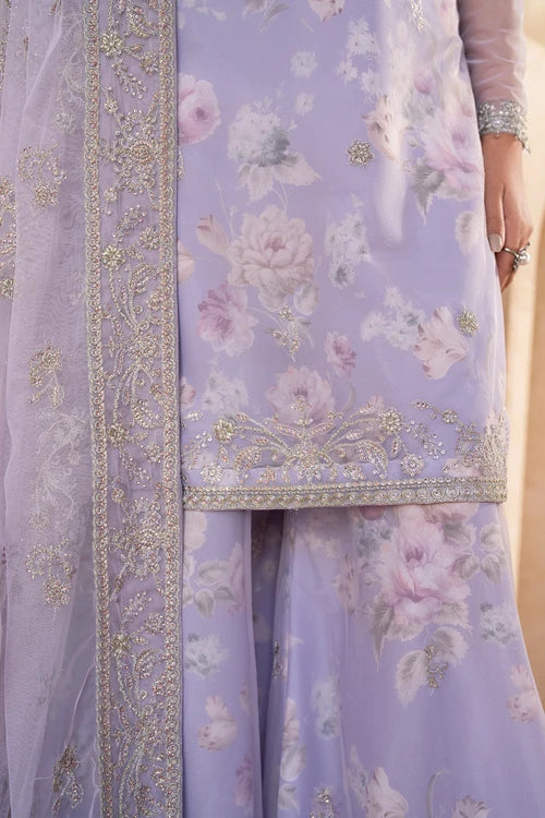 Zarif - Iris - Embroidered Net - Lotus