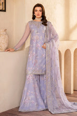 Zarif - Iris - Embroidered Net - Lotus