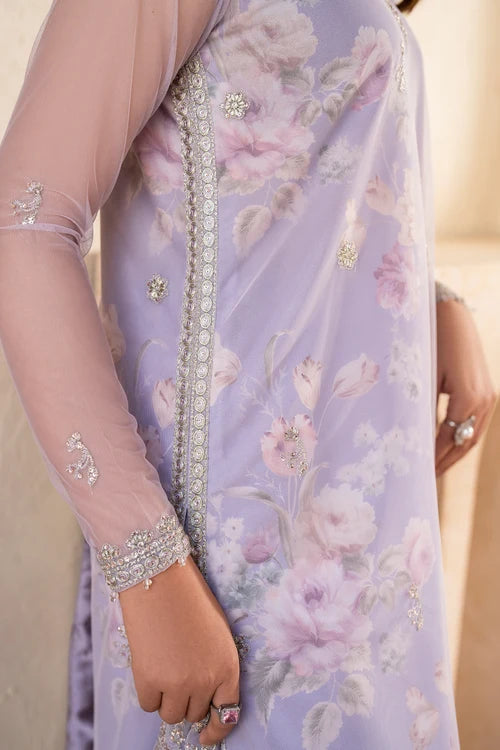 Zarif - Iris - Embroidered Net - Lotus
