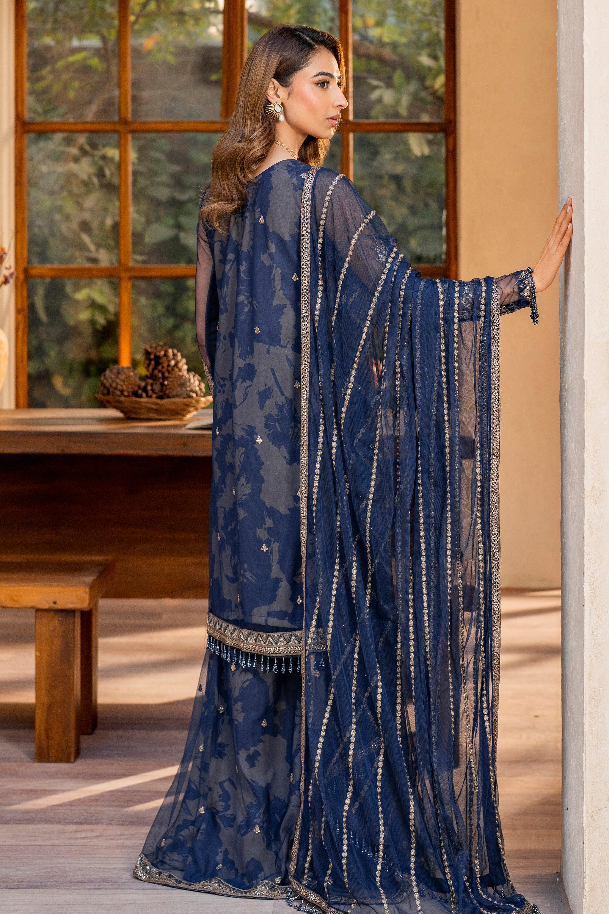 Zarif - Iris - Embroidered Net - ZINNIA