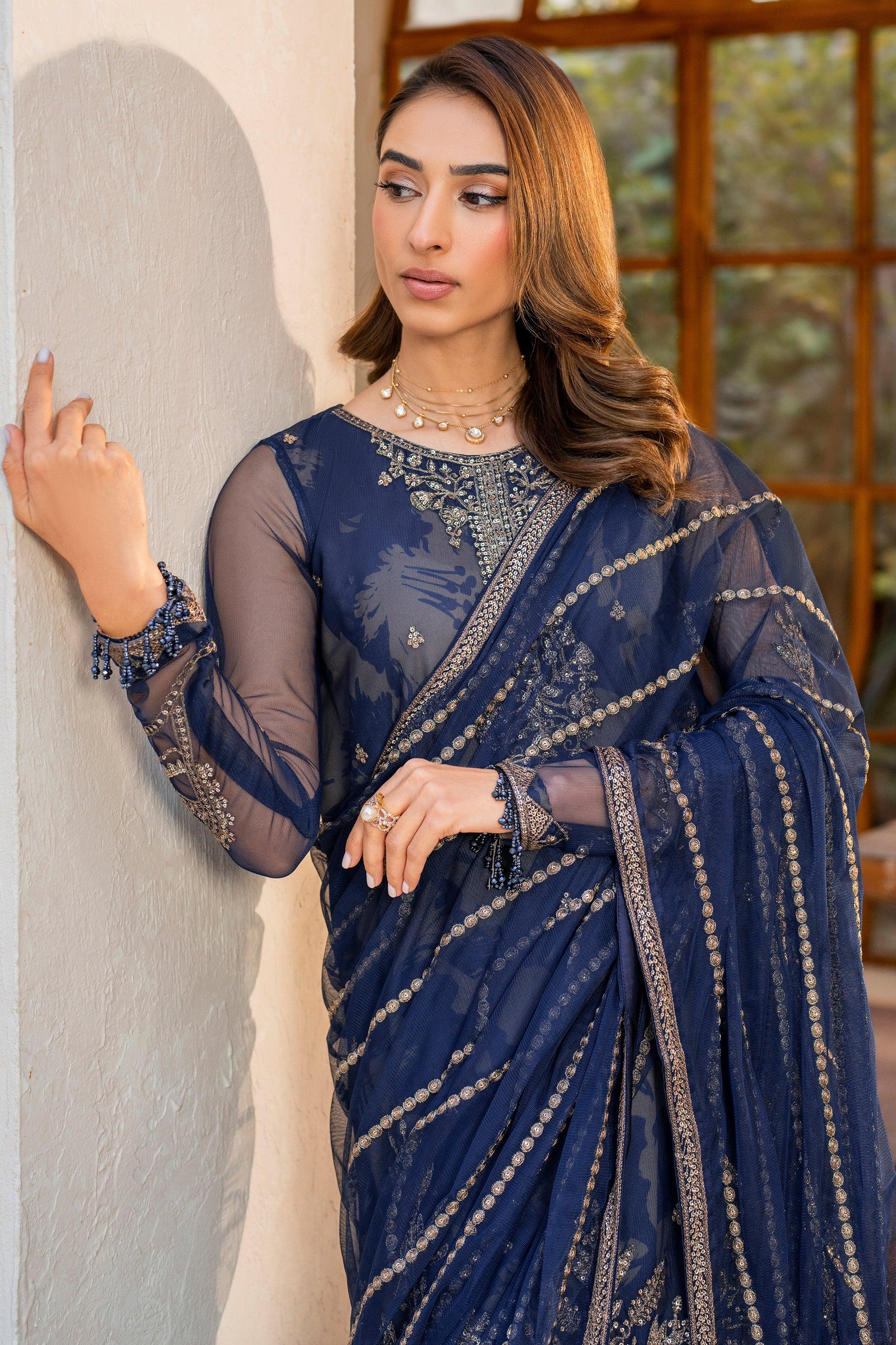 Zarif - Iris - Embroidered Net - ZINNIA
