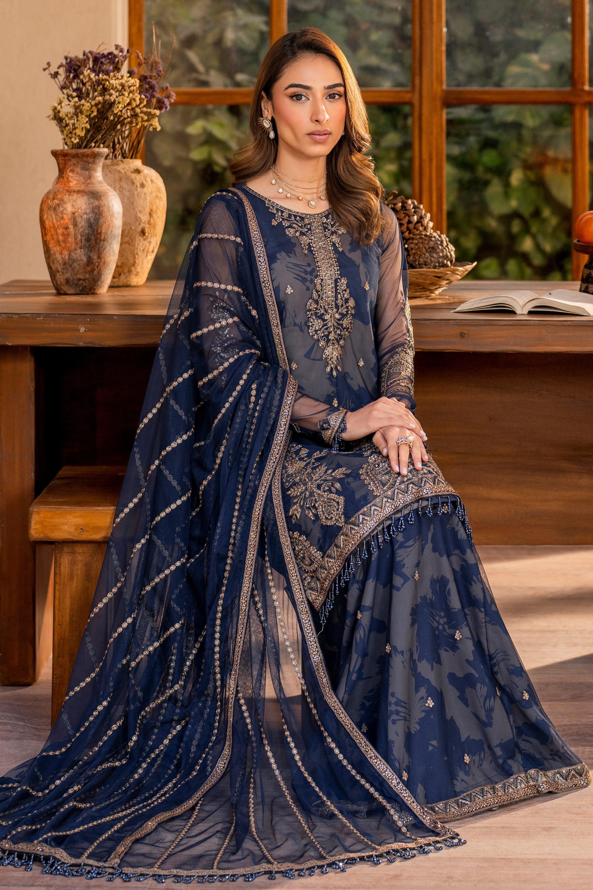 Zarif - Iris - Embroidered Net - ZINNIA