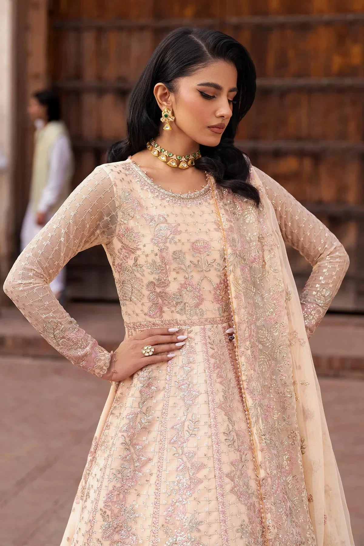 Zarif - Shehnai - Embroidered Net - HEER