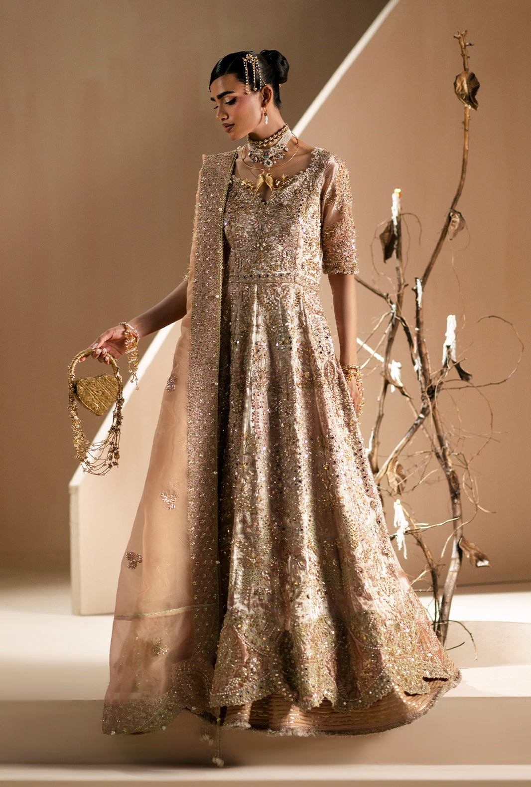 AJR Couture - Signature Wedding Formals - Embroidered Organza - Rang E Noor