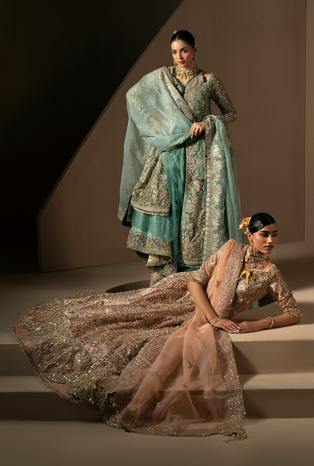 AJR Couture - Signature Wedding Formals - Embroidered Organza - Rang E Noor