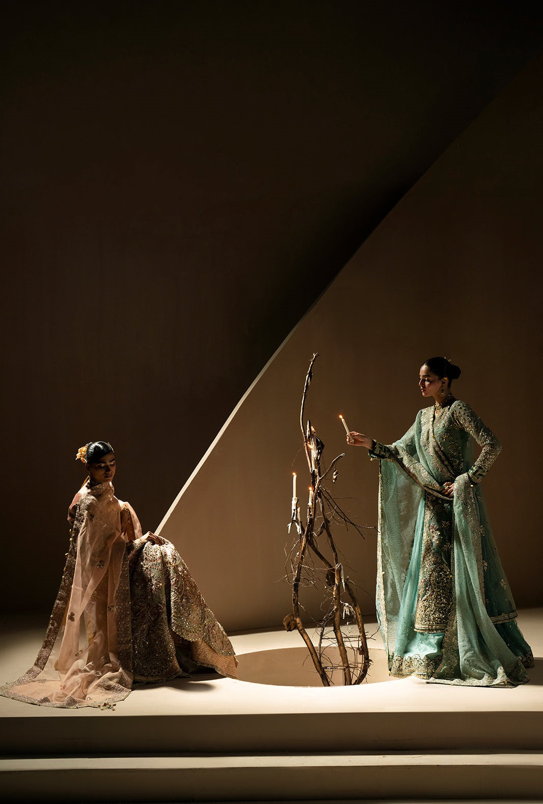 AJR Couture - Signature Wedding Formals - Embroidered Organza - Rang E Noor