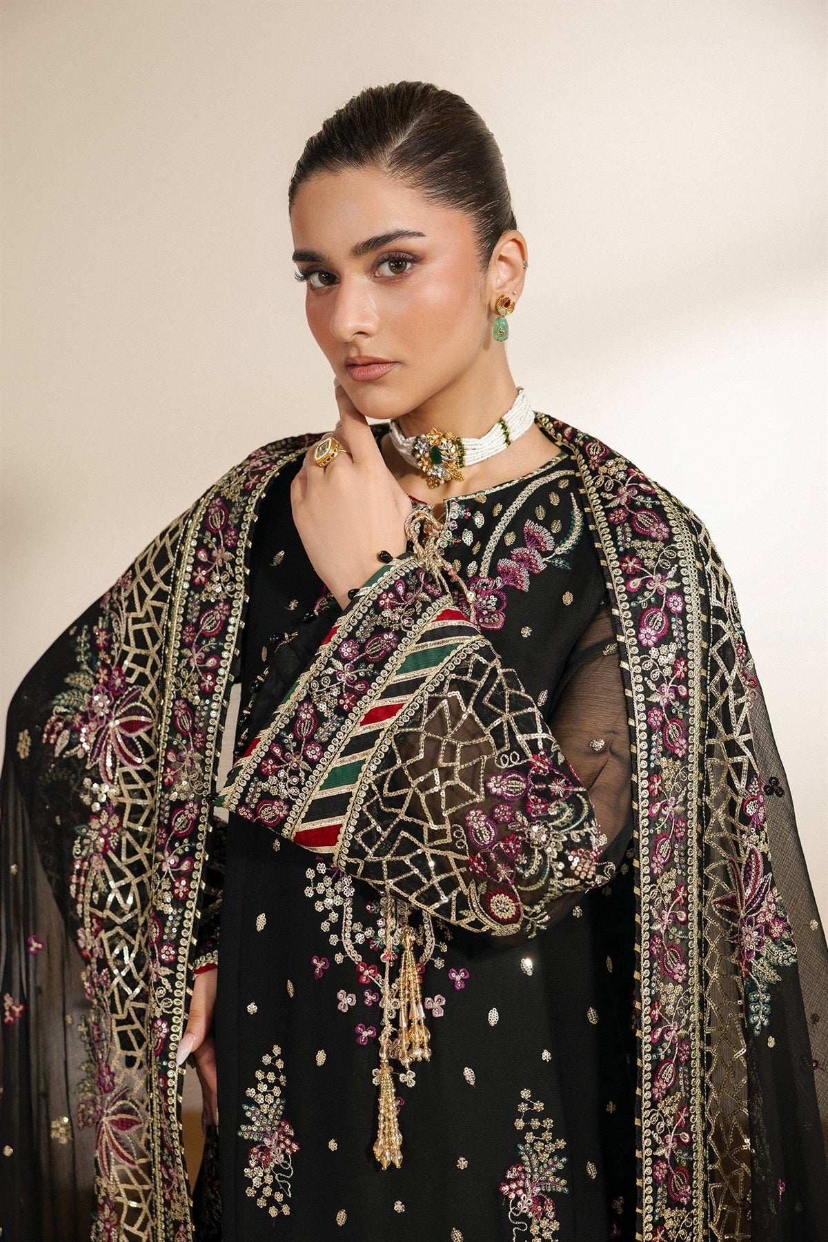 Zarif - Meraki - Embroidered Chiffon - Mehski