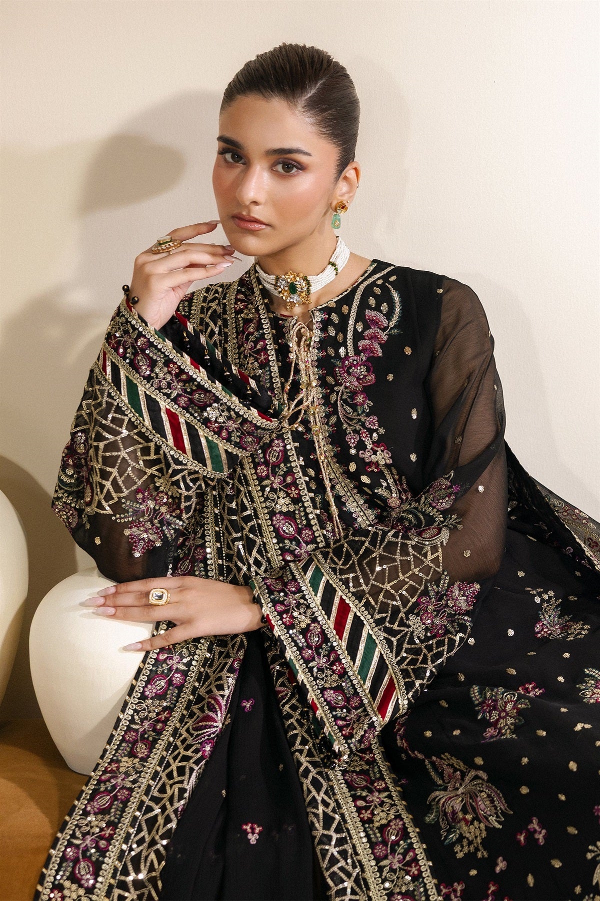 Zarif - Meraki - Embroidered Chiffon - Mehski