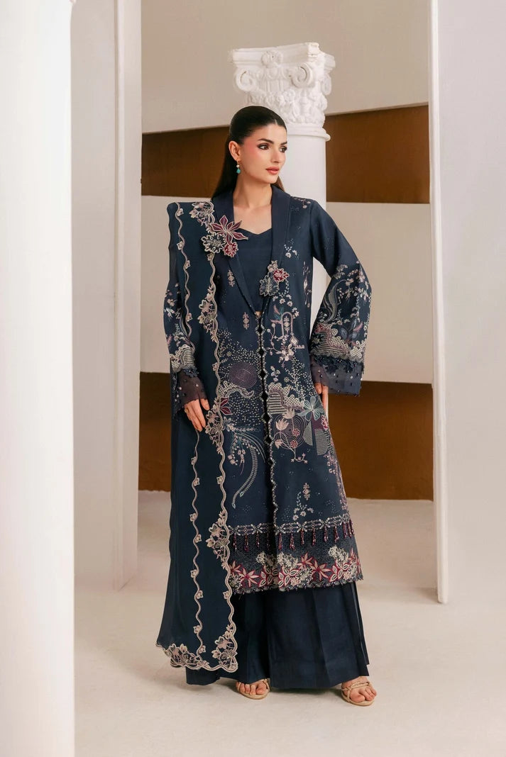 Florent - Silk Embroidered - Obsidian Bloom