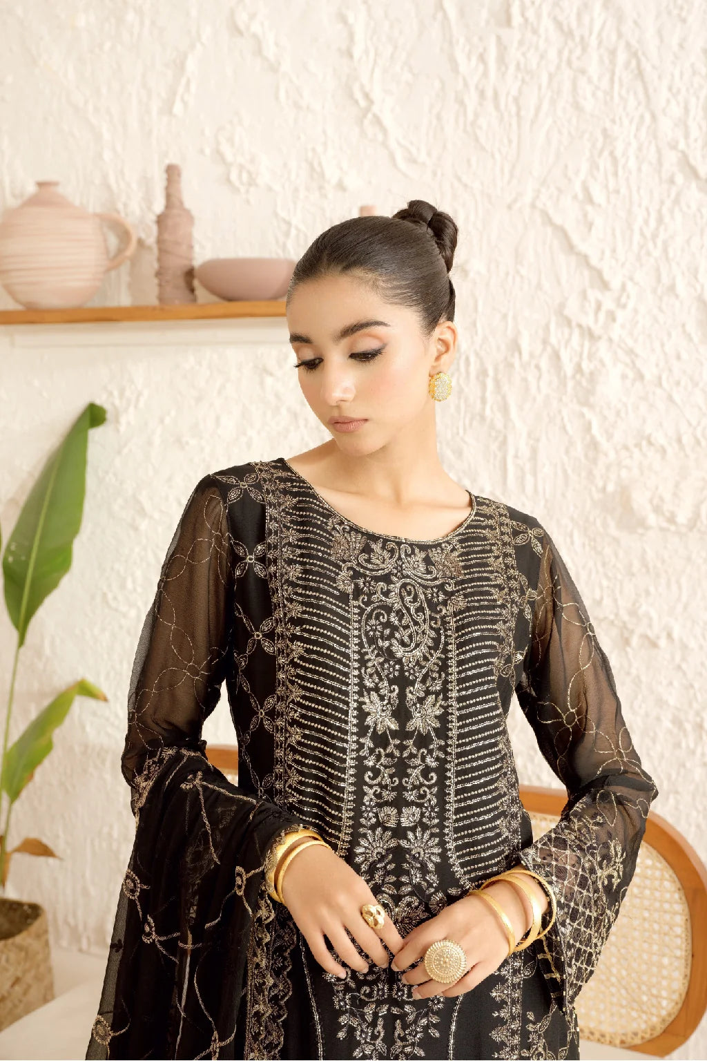 Ramsha - Sonehri - Embroidered Chiffon - BB 107