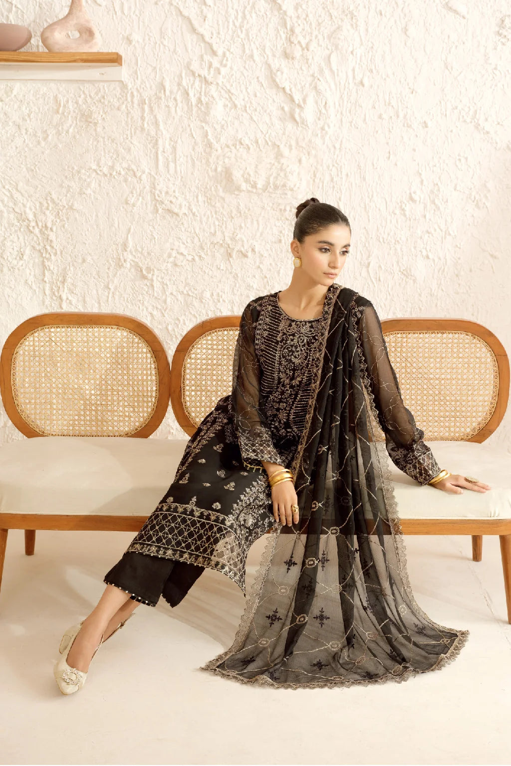 Ramsha - Sonehri - Embroidered Chiffon - BB 107