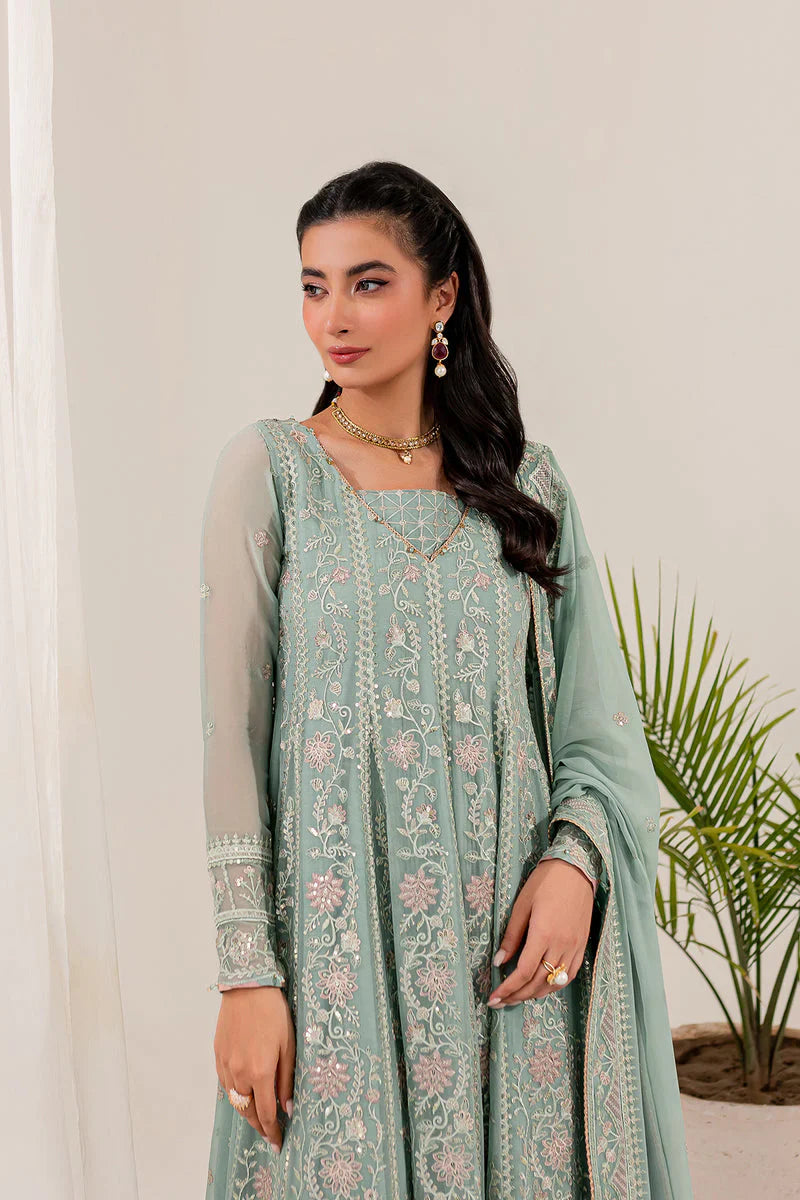 Embroidered Chiffon - Thistle
