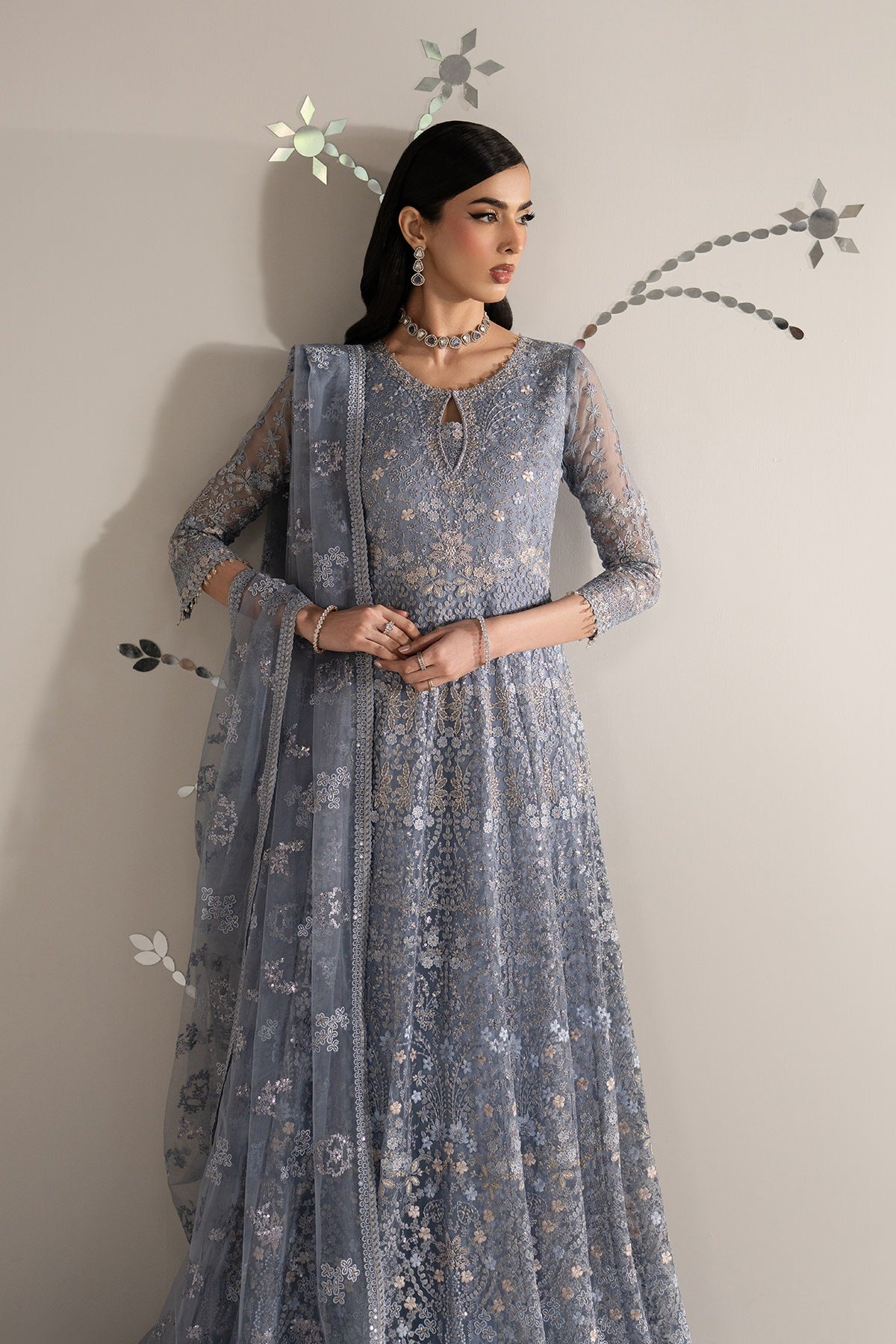 Lavish Premium - Shehnai - Embroidered Organza - Aab-e-neel