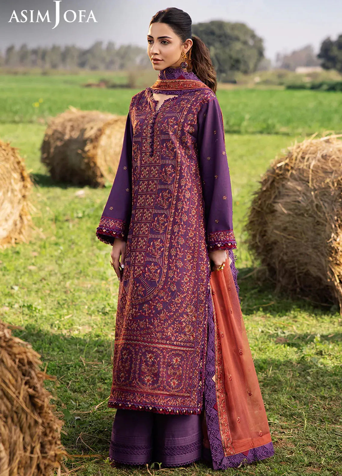 AJELL-13 EMBROIDERED LAWN 3 PCS