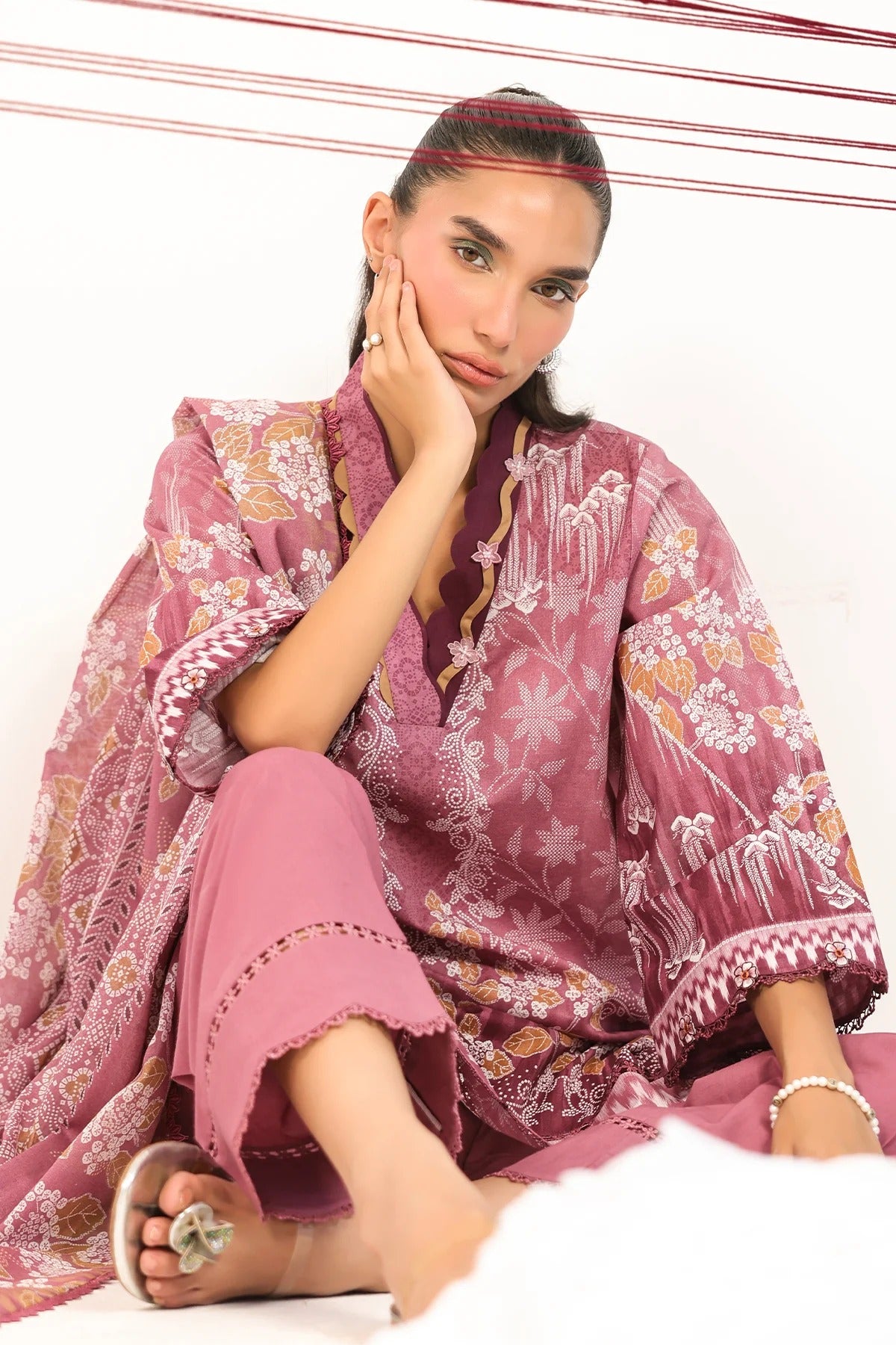LAWN - Rhea - Rose Filigree