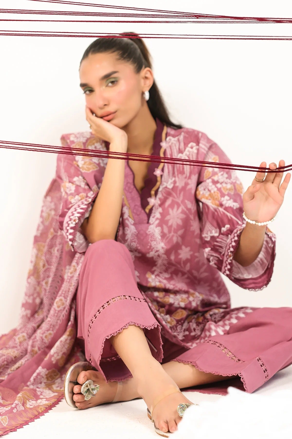 LAWN - Rhea - Rose Filigree