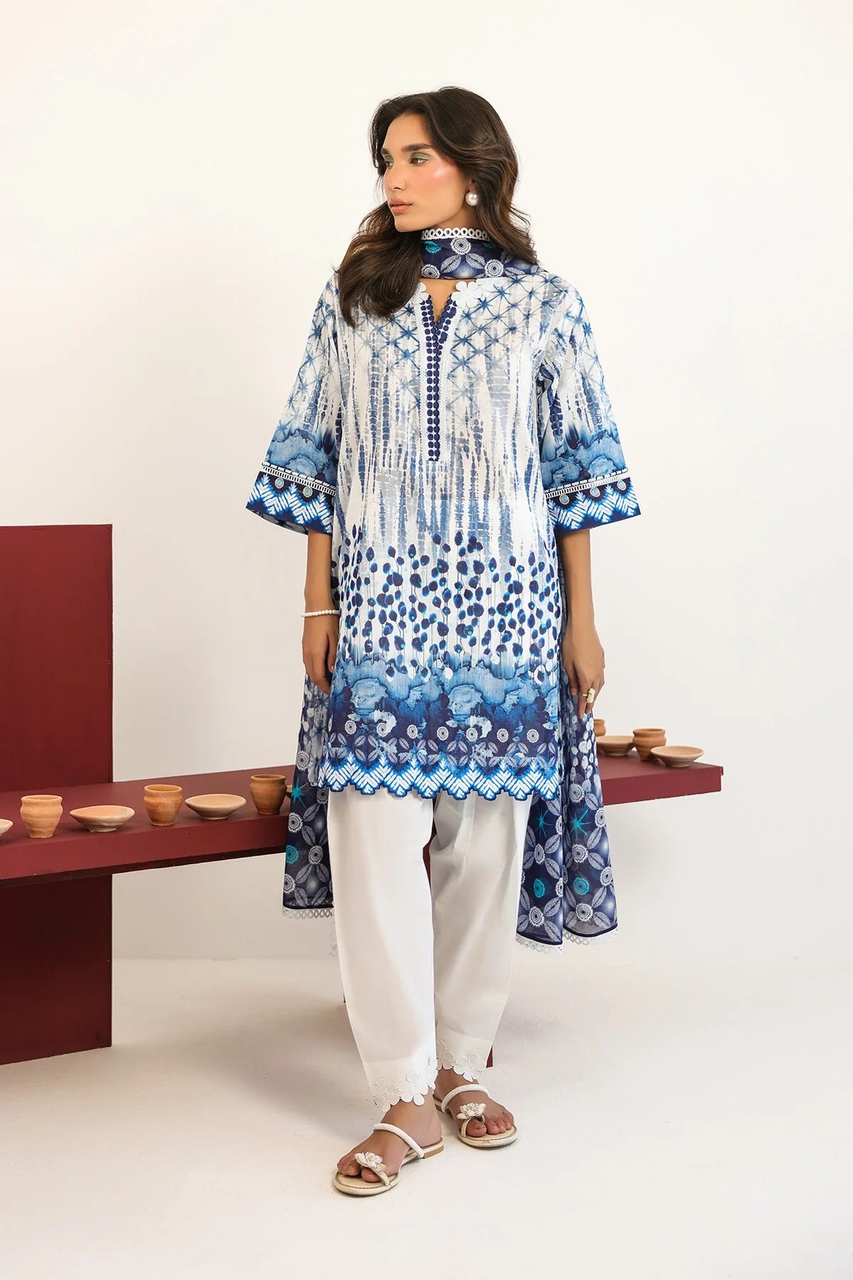 LAWN - Rhea - Indigo Lattice