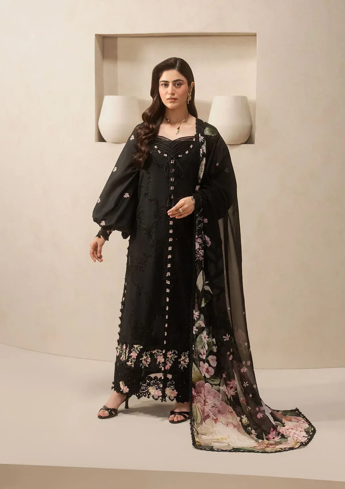 Elaf Premium - E-Craft Chikankari Lawn - EHC-5A CHARCOAL