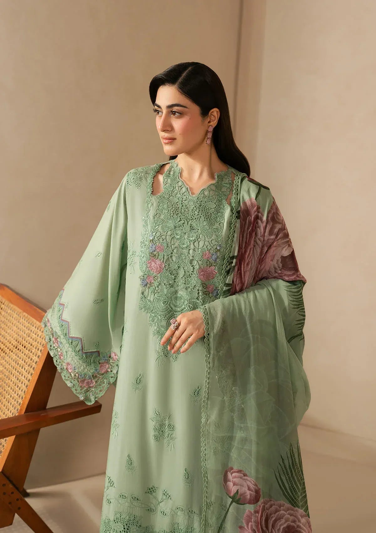 Elaf Premium - E-Craft Chikankari Lawn - EHC-4B ALOE